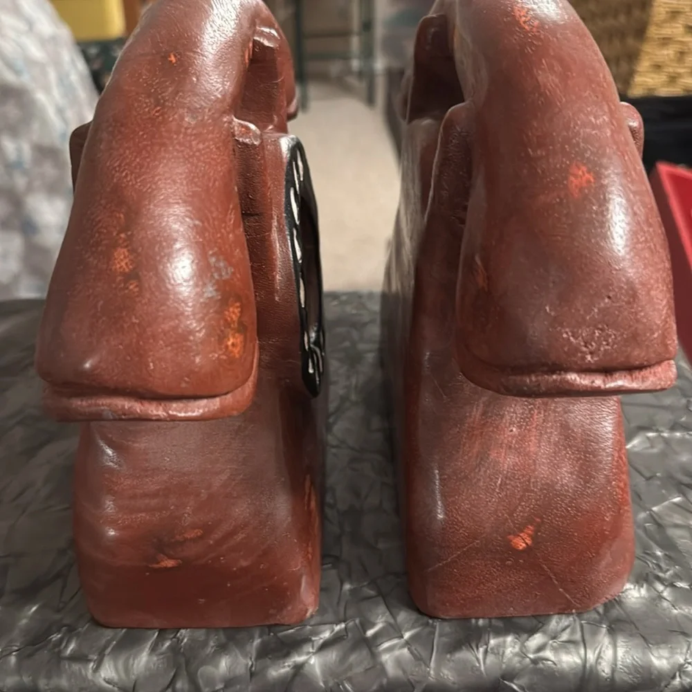 Phones Wooden Carved Vintage Phones Set of 2